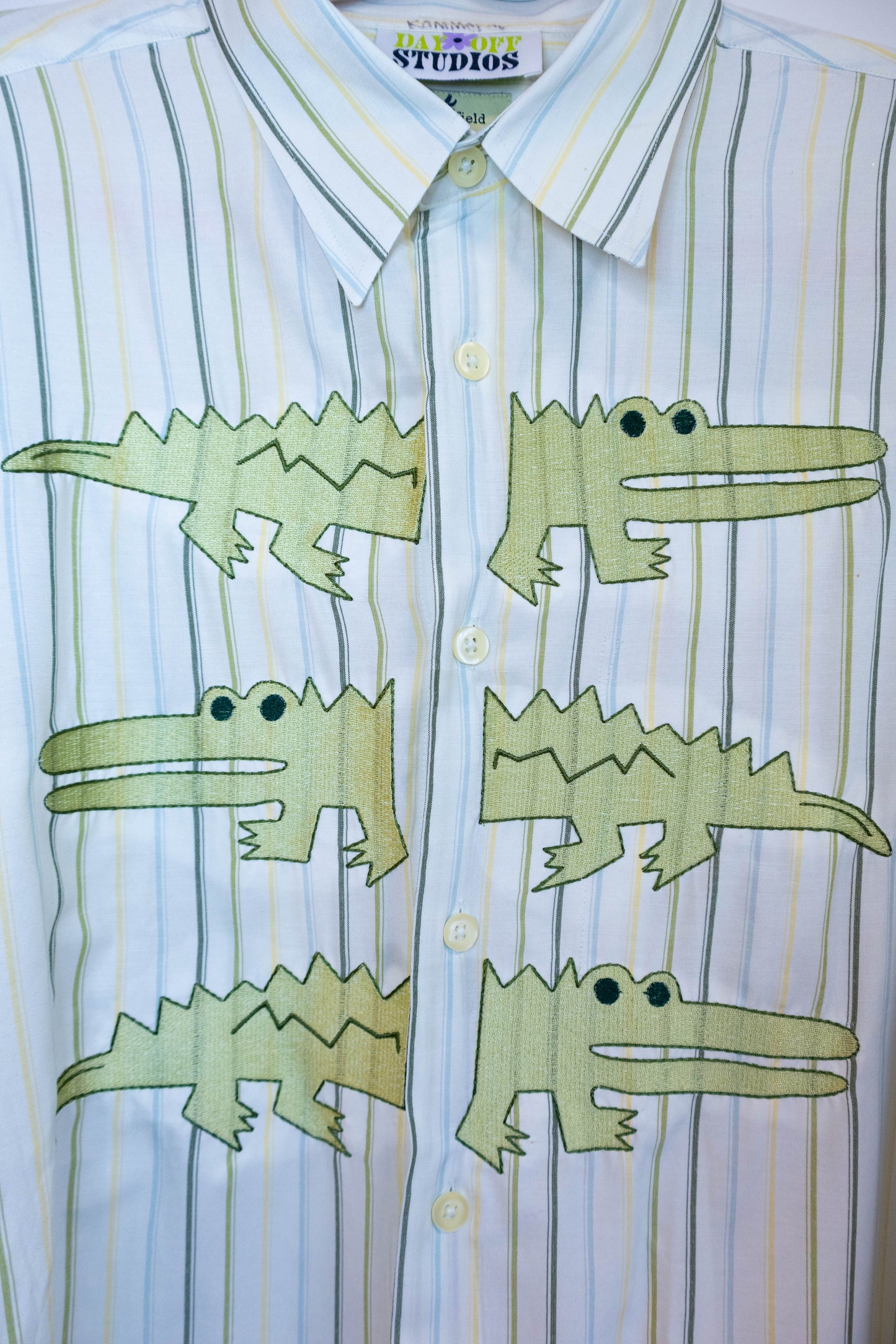 The Gator Gang Shirt - Upcycled Striped Button Down