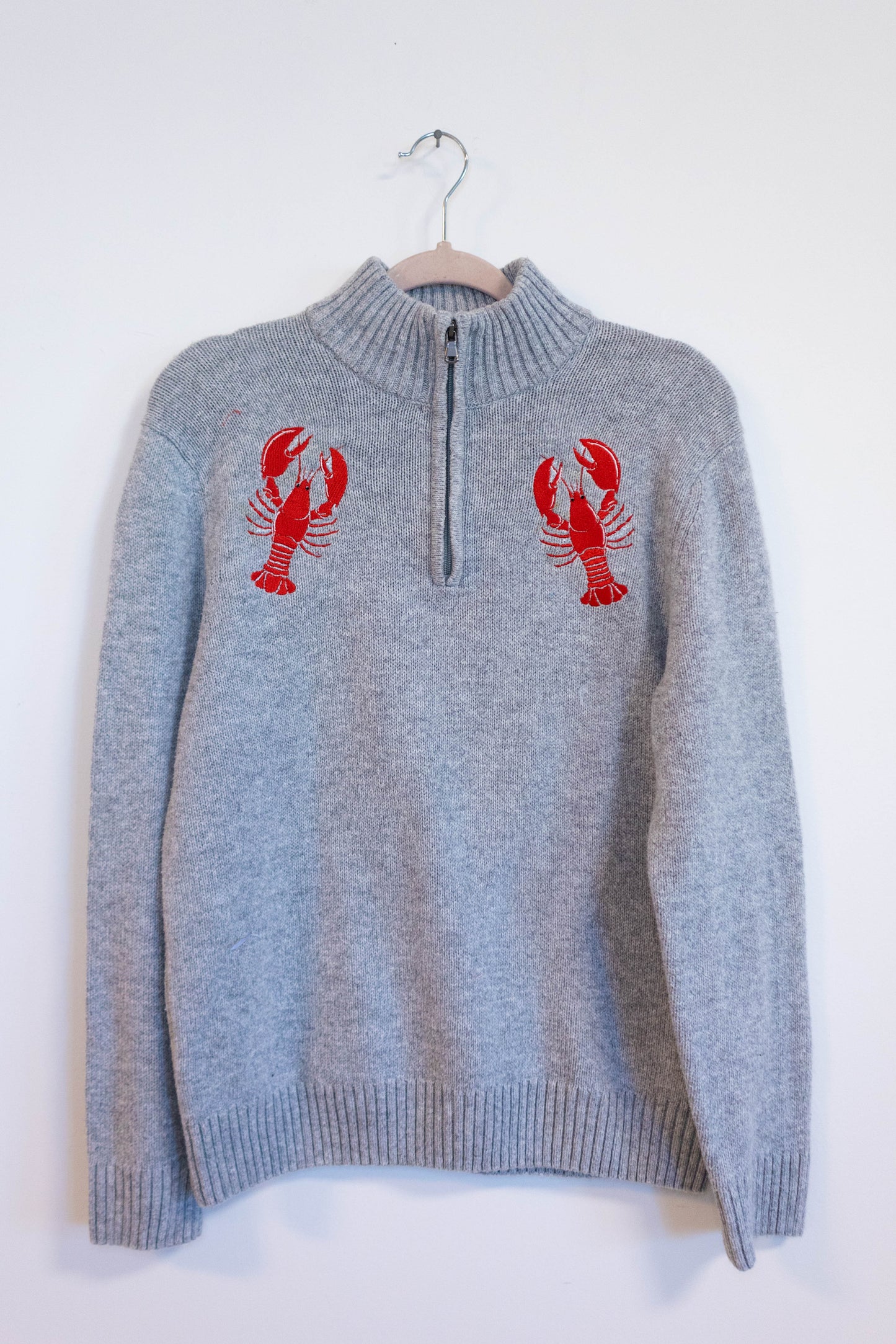 Upcycled Lobster Quarter-Zip Sweater
