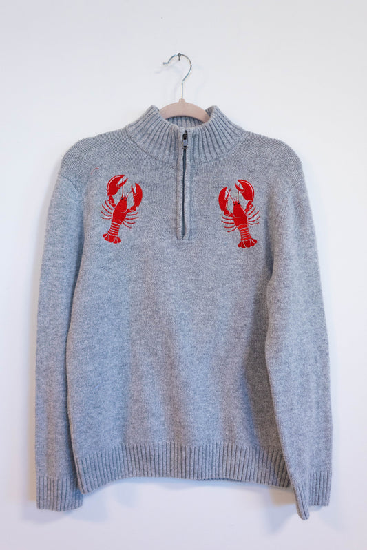 Upcycled Lobster Quarter-Zip Sweater