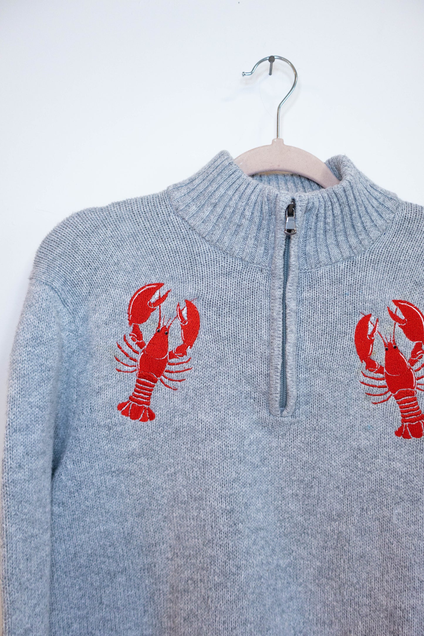 Upcycled Lobster Quarter-Zip Sweater