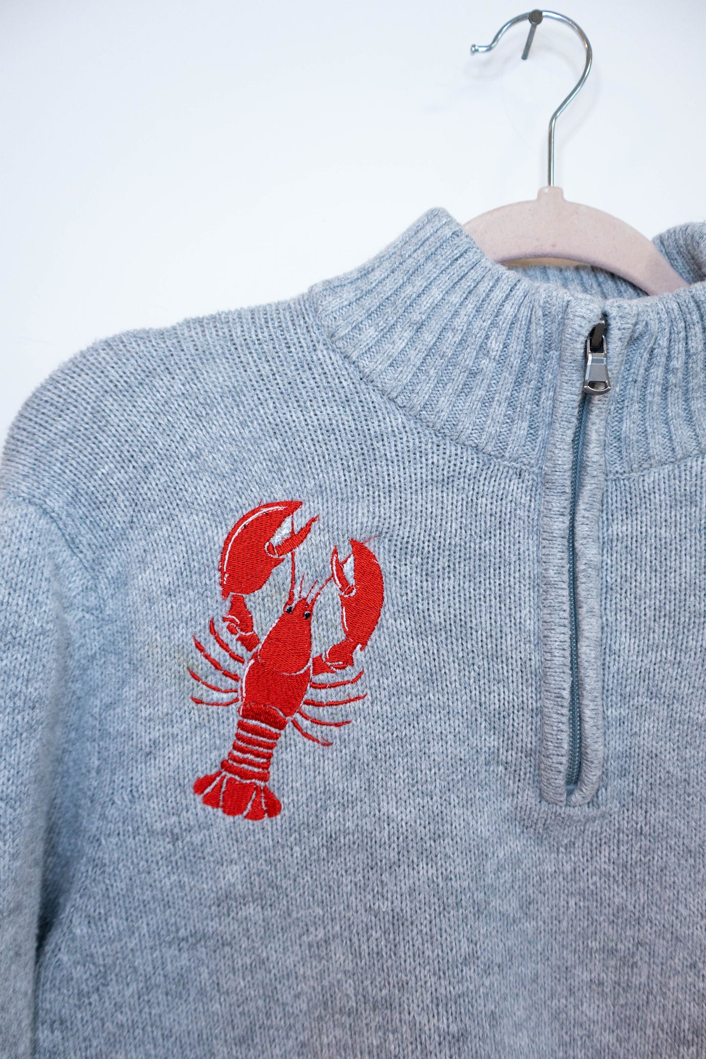 Upcycled Lobster Quarter-Zip Sweater
