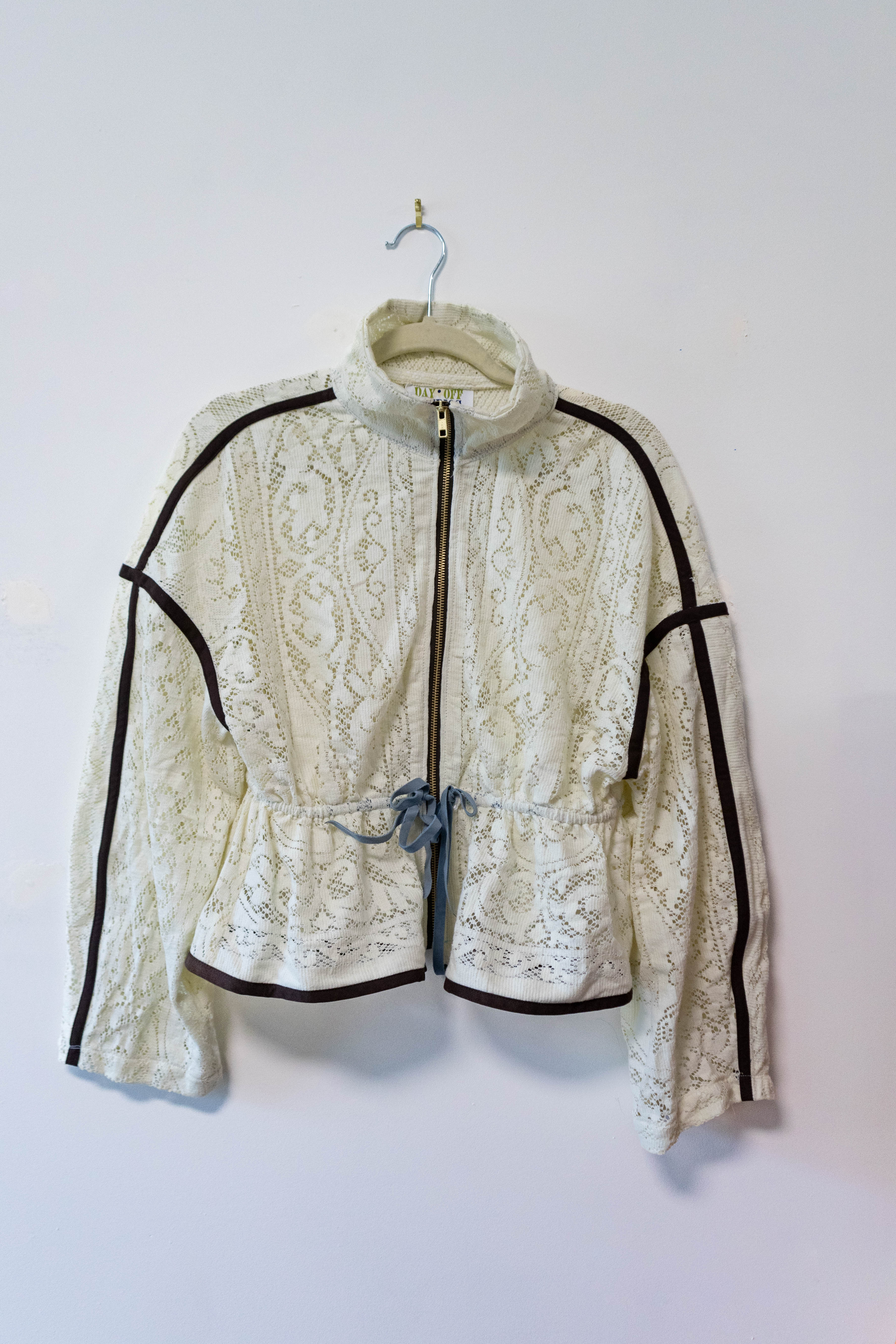 Upcycled Lace Tablecloth Track Jacket