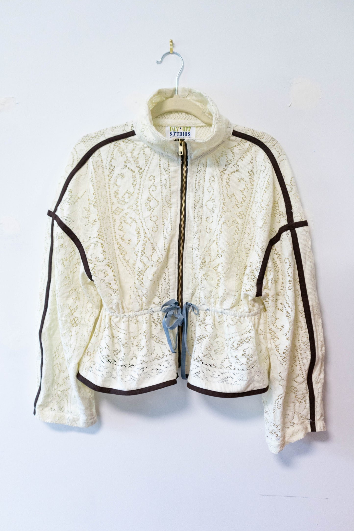 Upcycled Lace Tablecloth Track Jacket