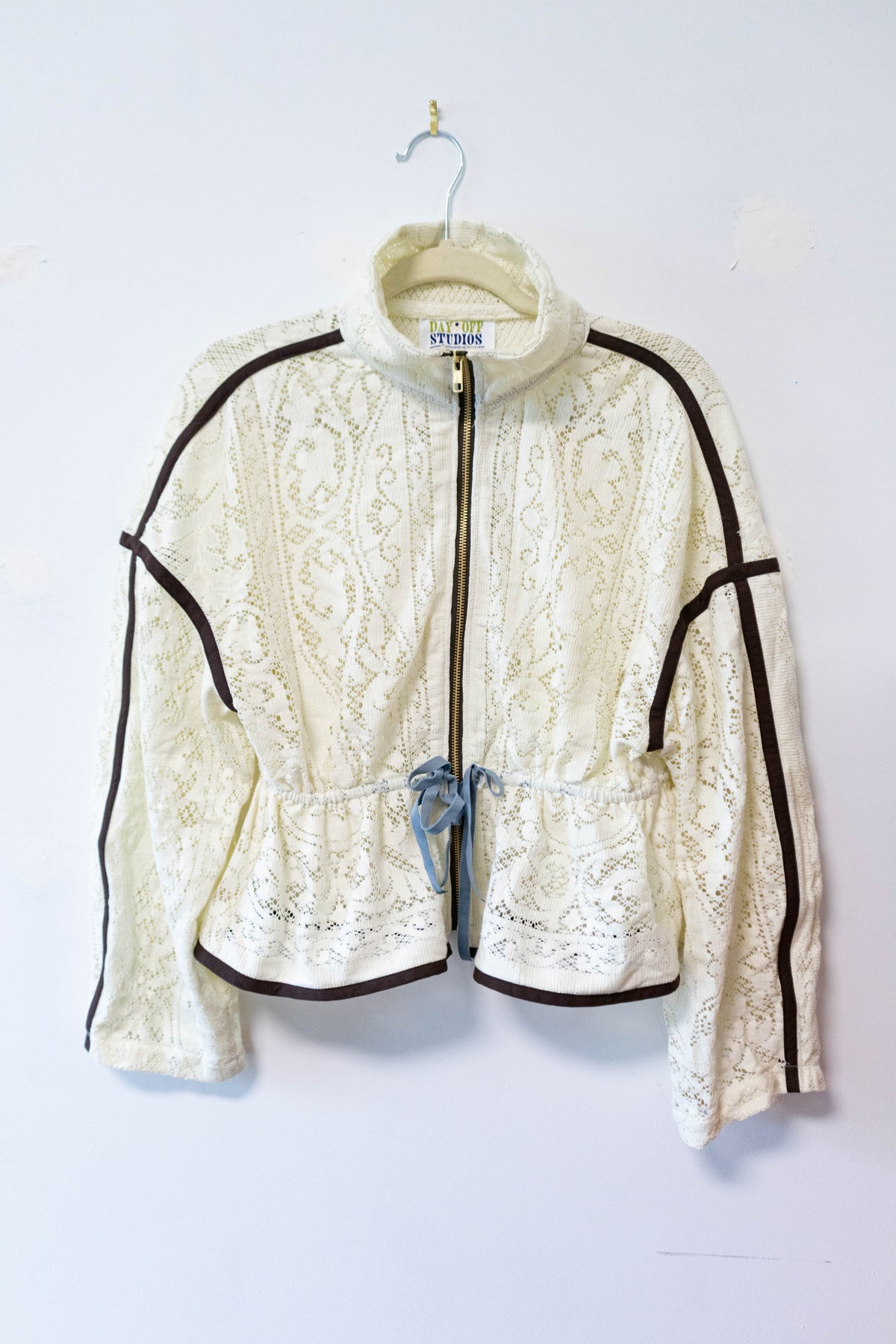 Upcycled Lace Tablecloth Track Jacket