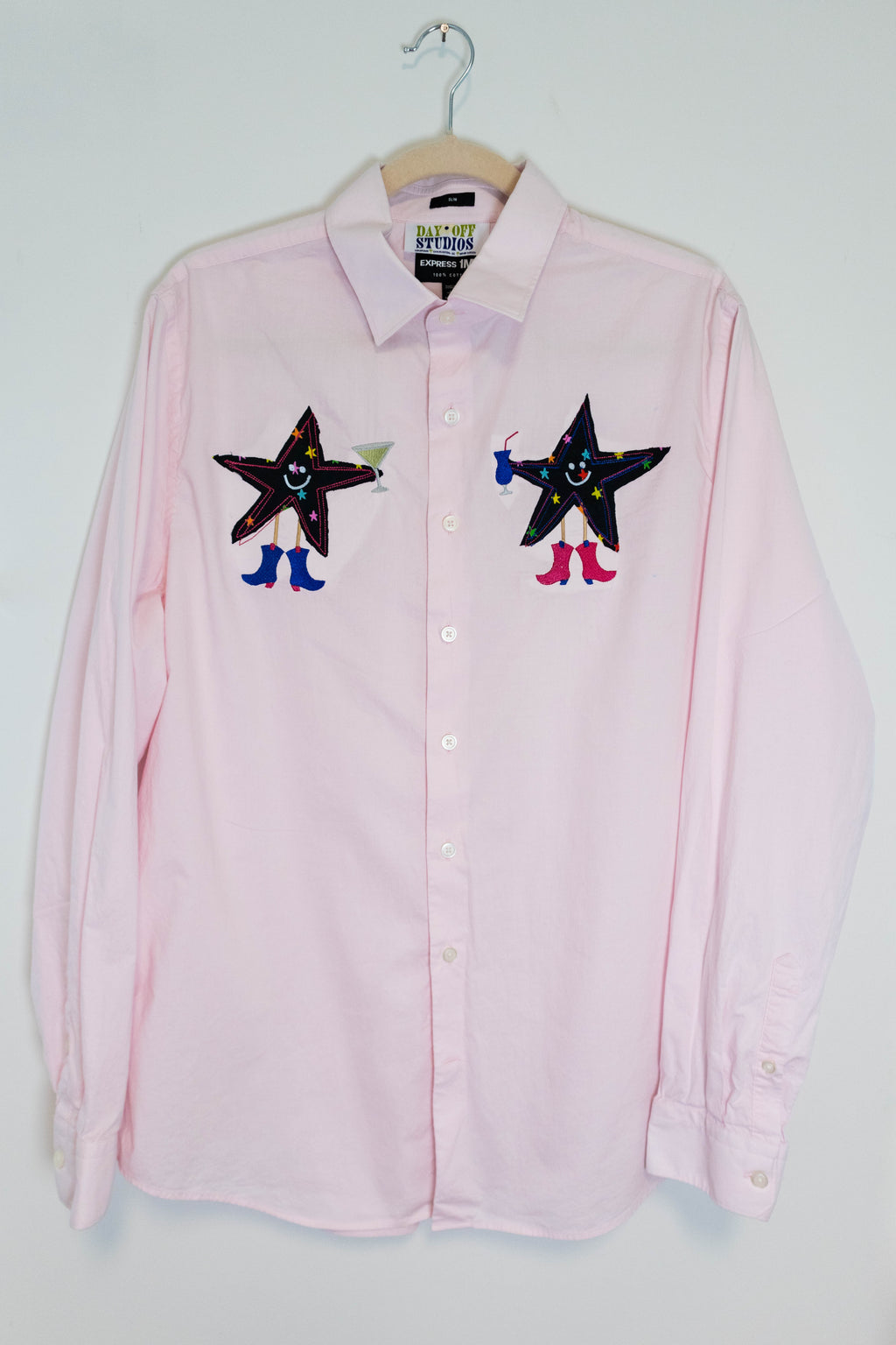 Upcycled Drinking Stars Button Down
