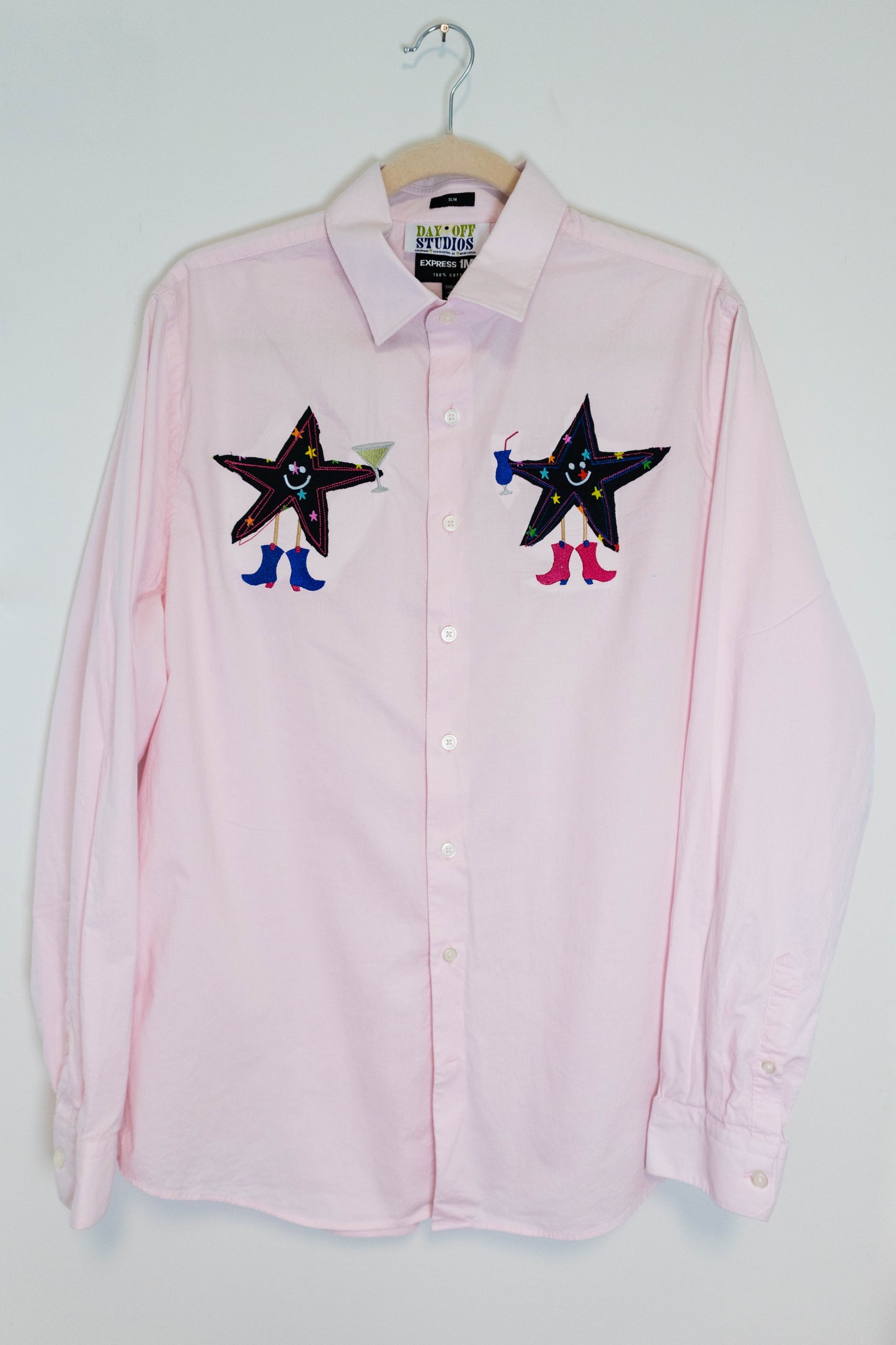 Upcycled Drinking Stars Button Down