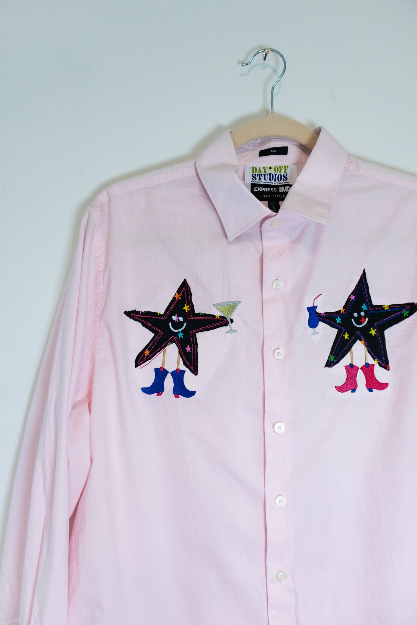 Upcycled Drinking Stars Button Down