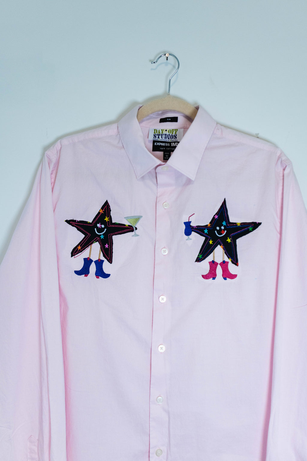 Upcycled Drinking Stars Button Down