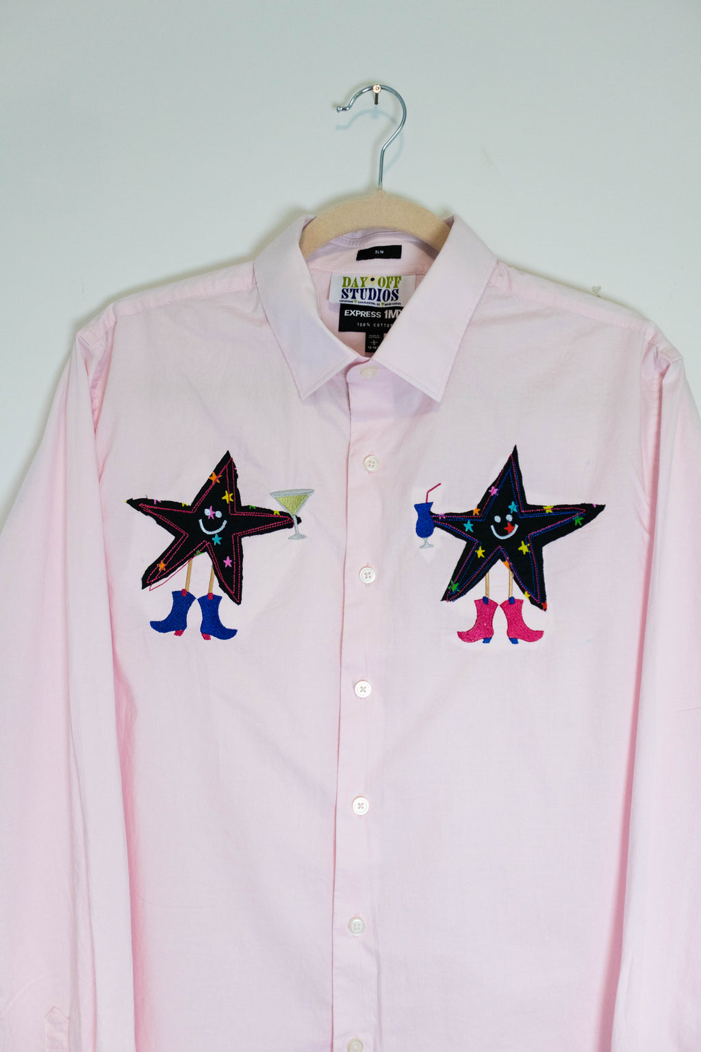 Upcycled Drinking Stars Button Down
