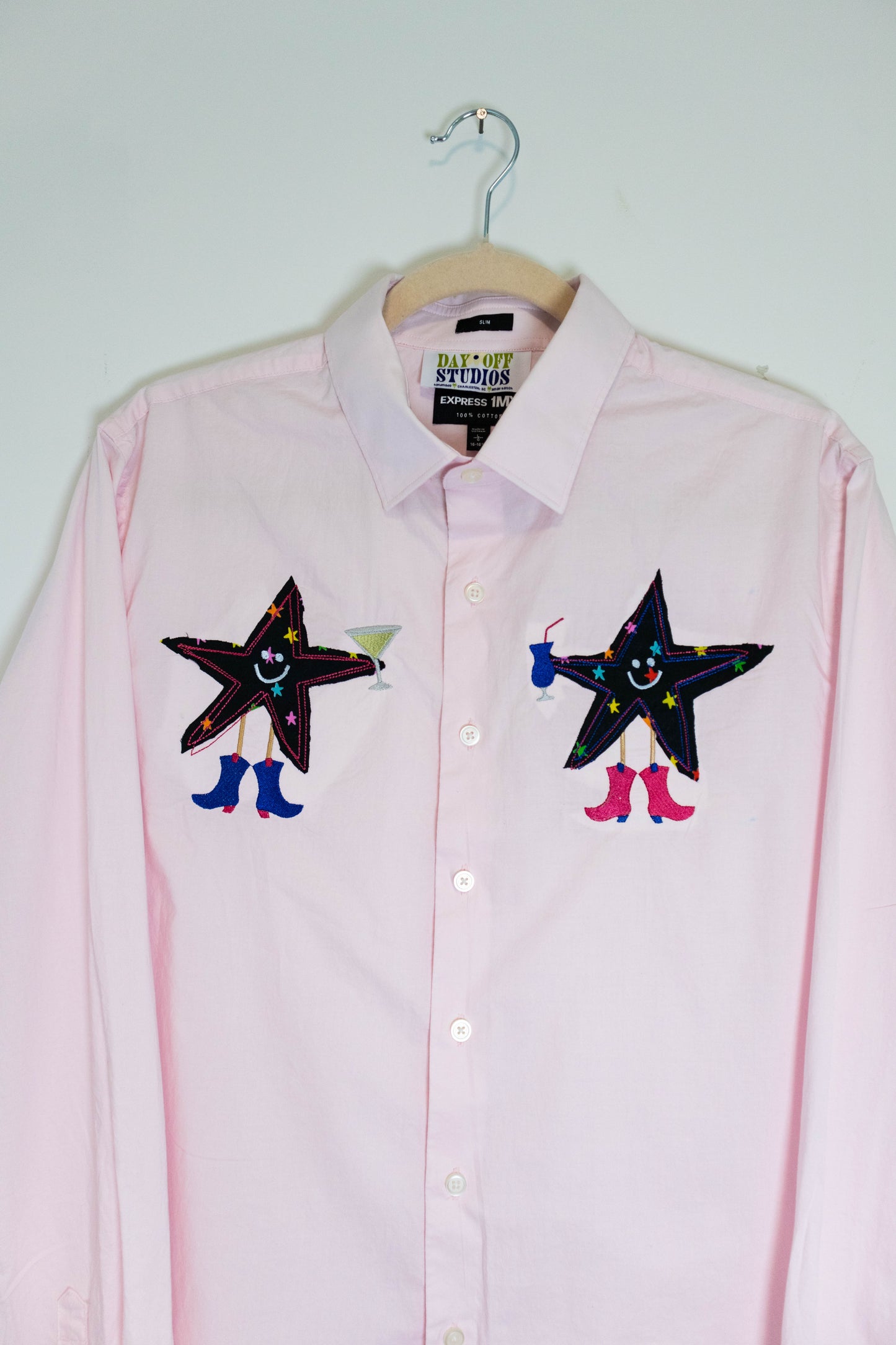 Upcycled Drinking Stars Button Down