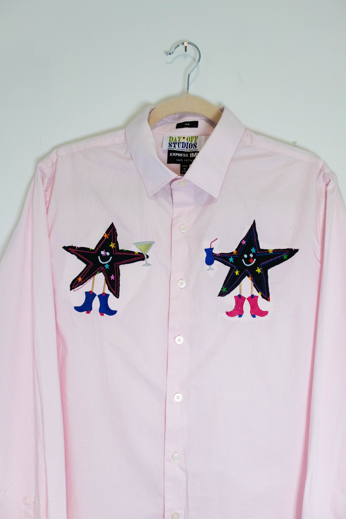 Upcycled Drinking Stars Button Down