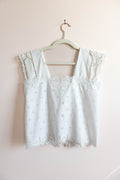 Upcycled White Eyelet Tie-Back Top