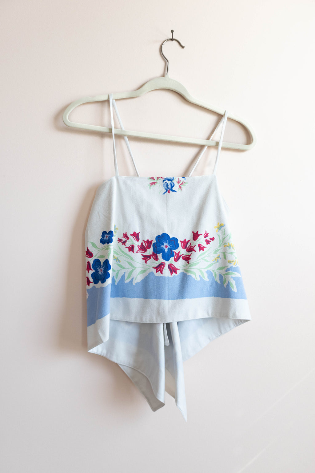Upcycled Floral Tie-Back Top