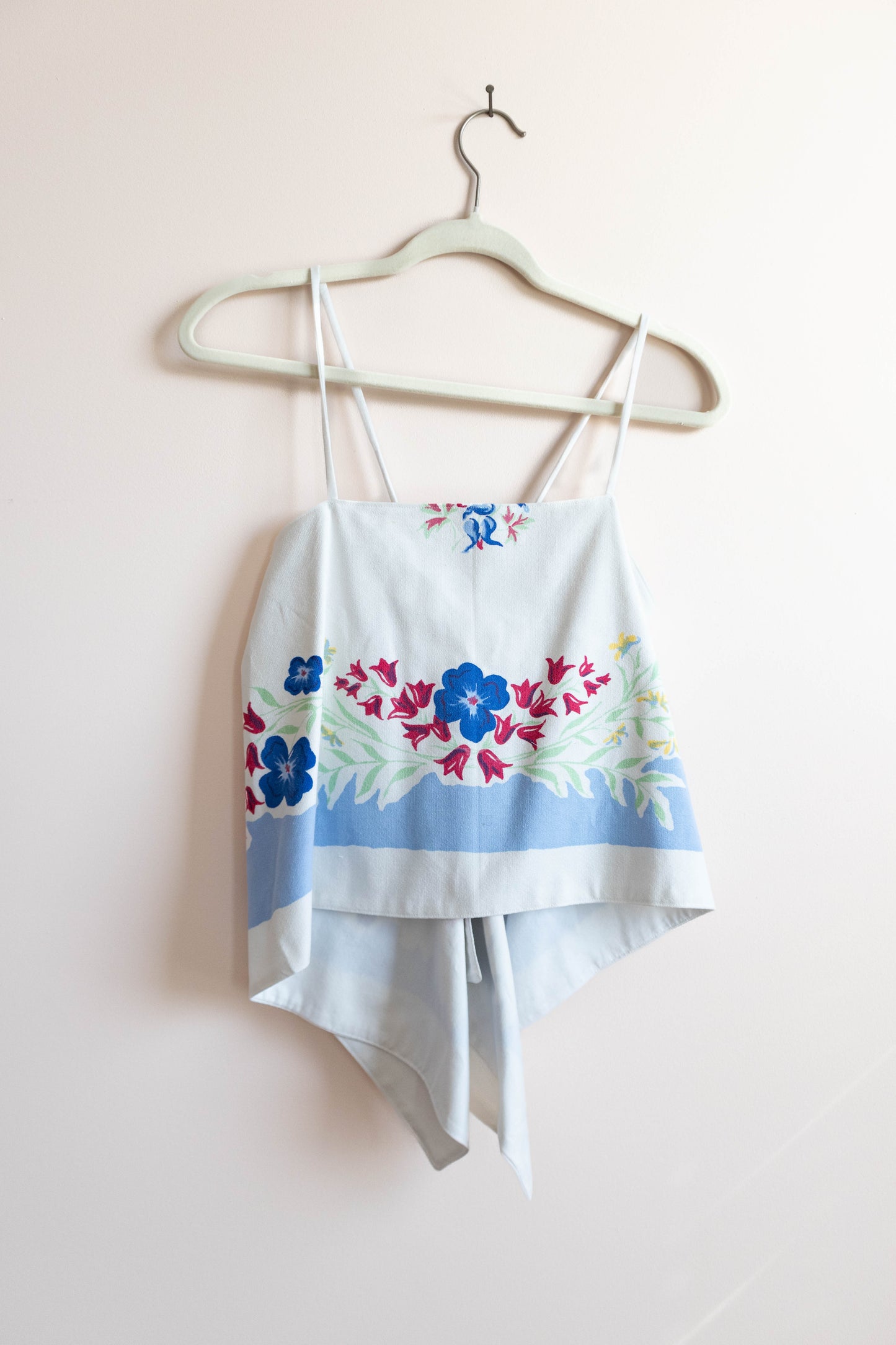 Upcycled Floral Tie-Back Top