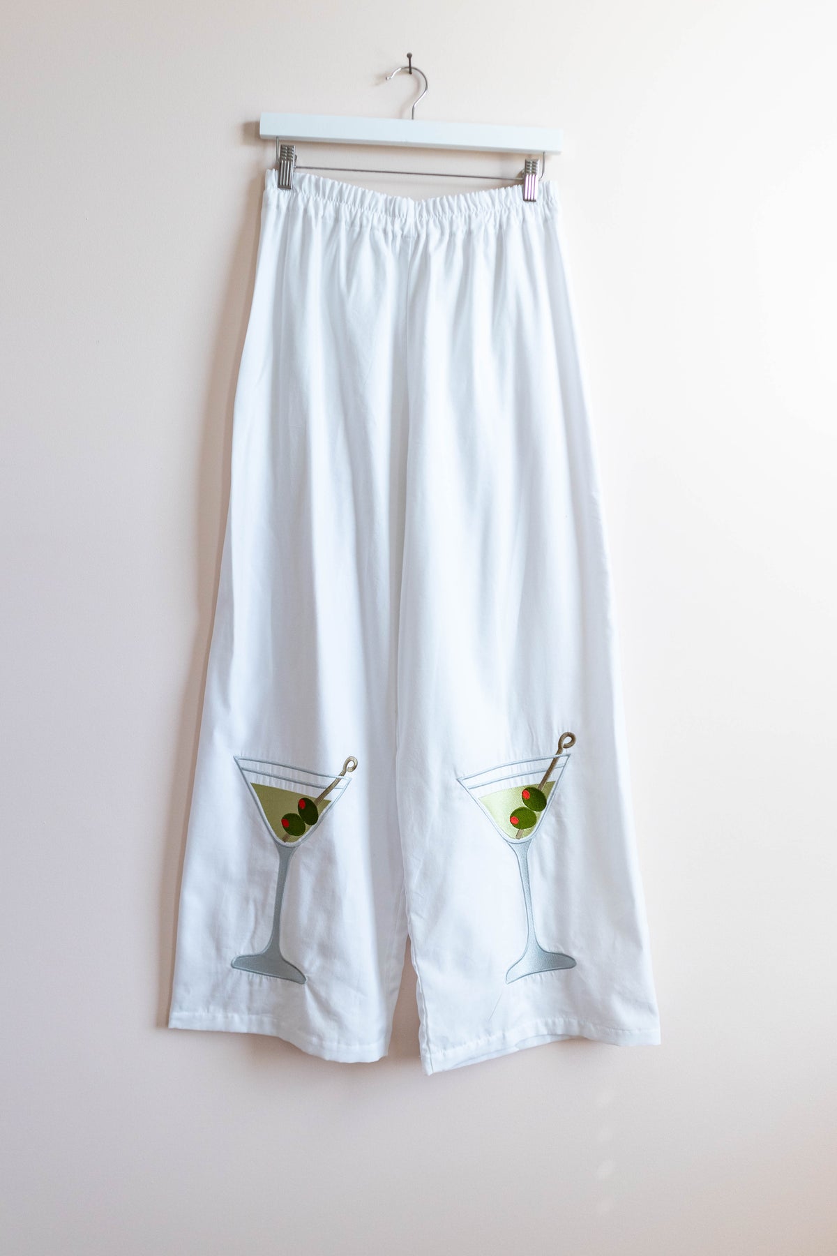 Upcycled Embroidered Martini Wide-Leg Pants