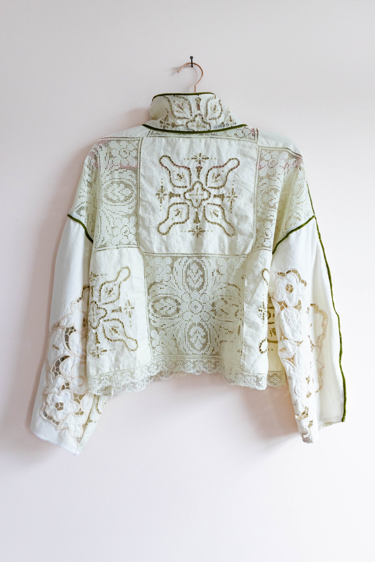 Olive Trim Vintage Tablecloth Track Jacket