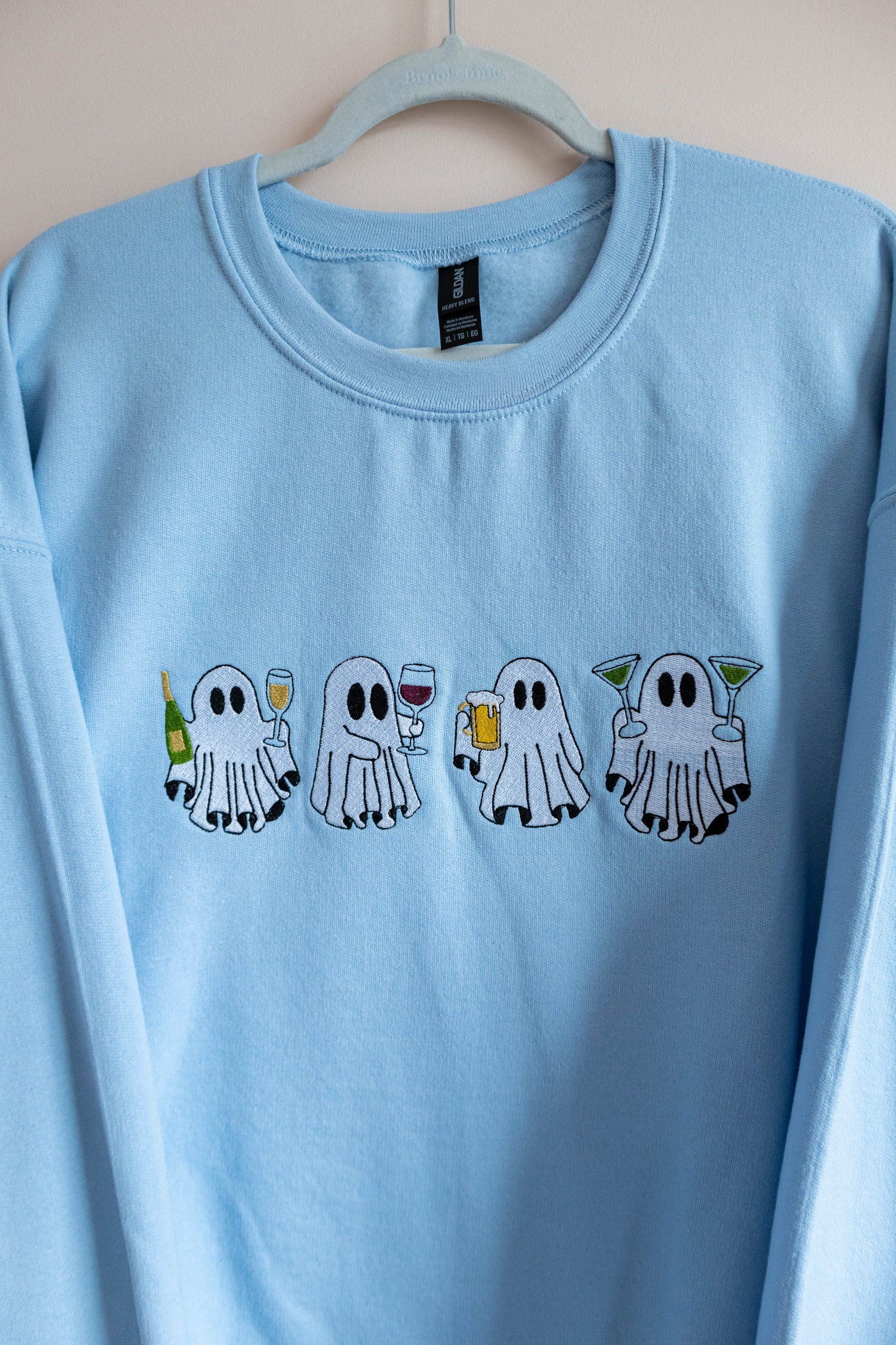 Here for the BOOze Sweatshirt - Light Blue