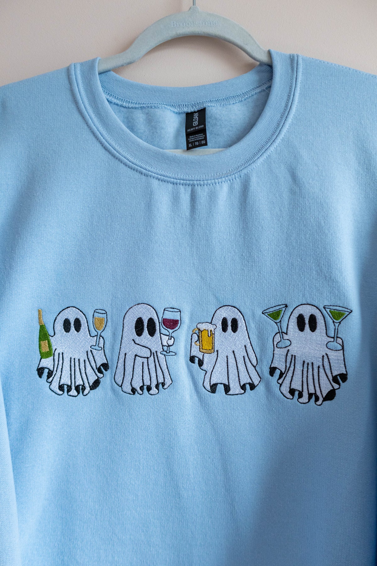 Here for the BOOze Sweatshirt - Light Blue