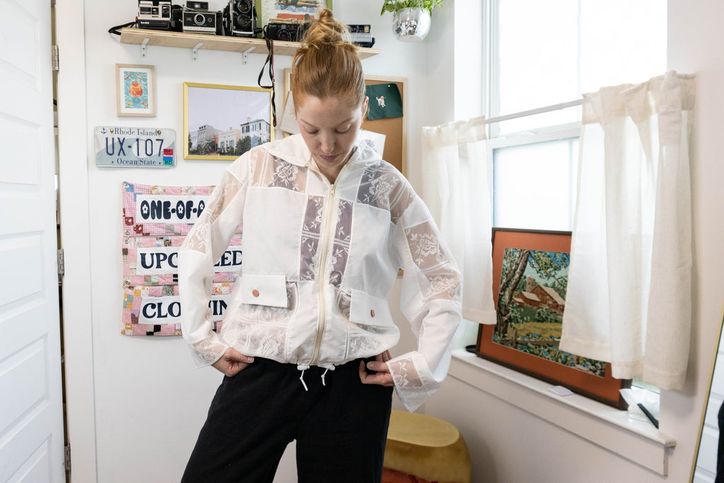 White Lace Drawcord Jacket