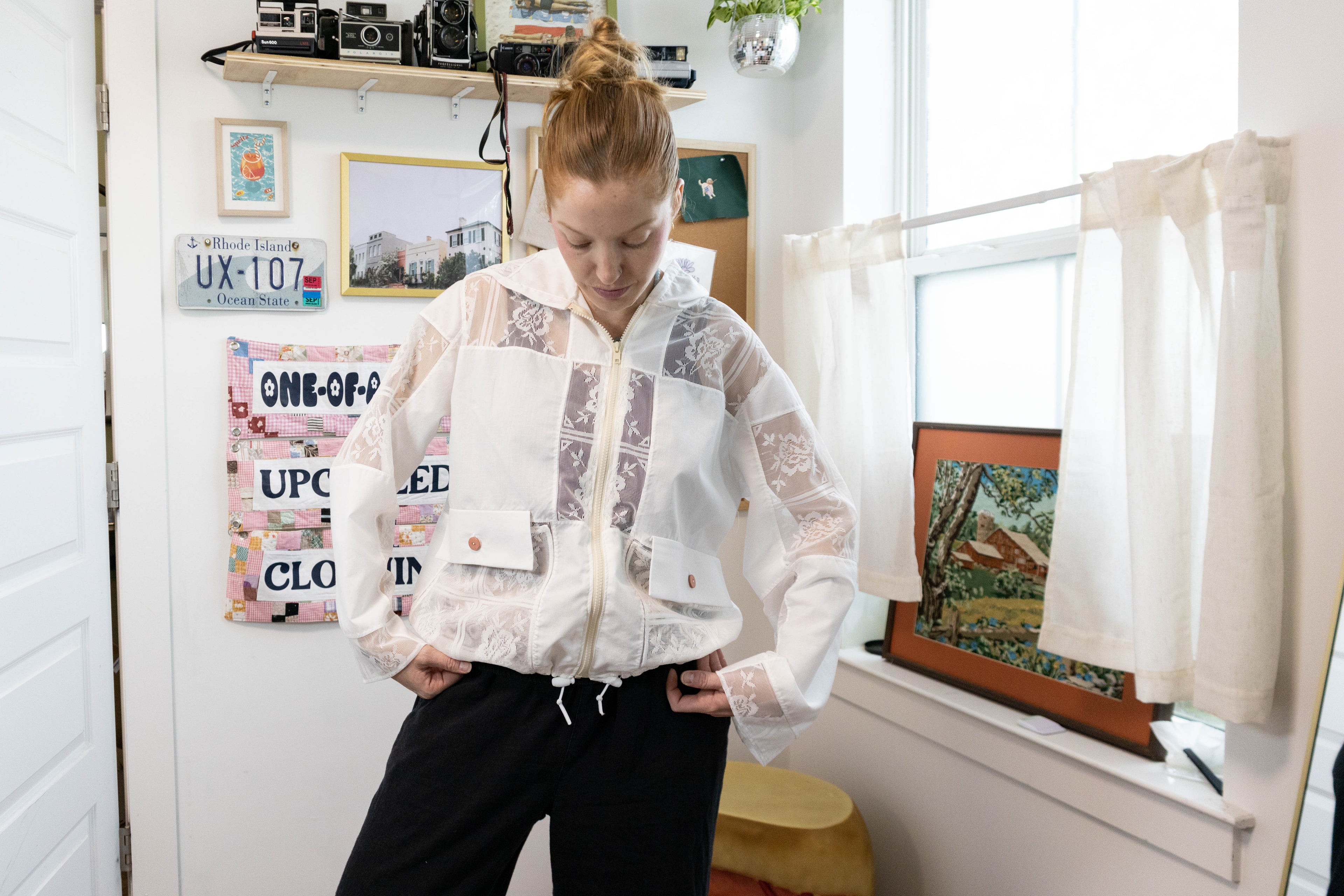 White Lace Drawcord Jacket