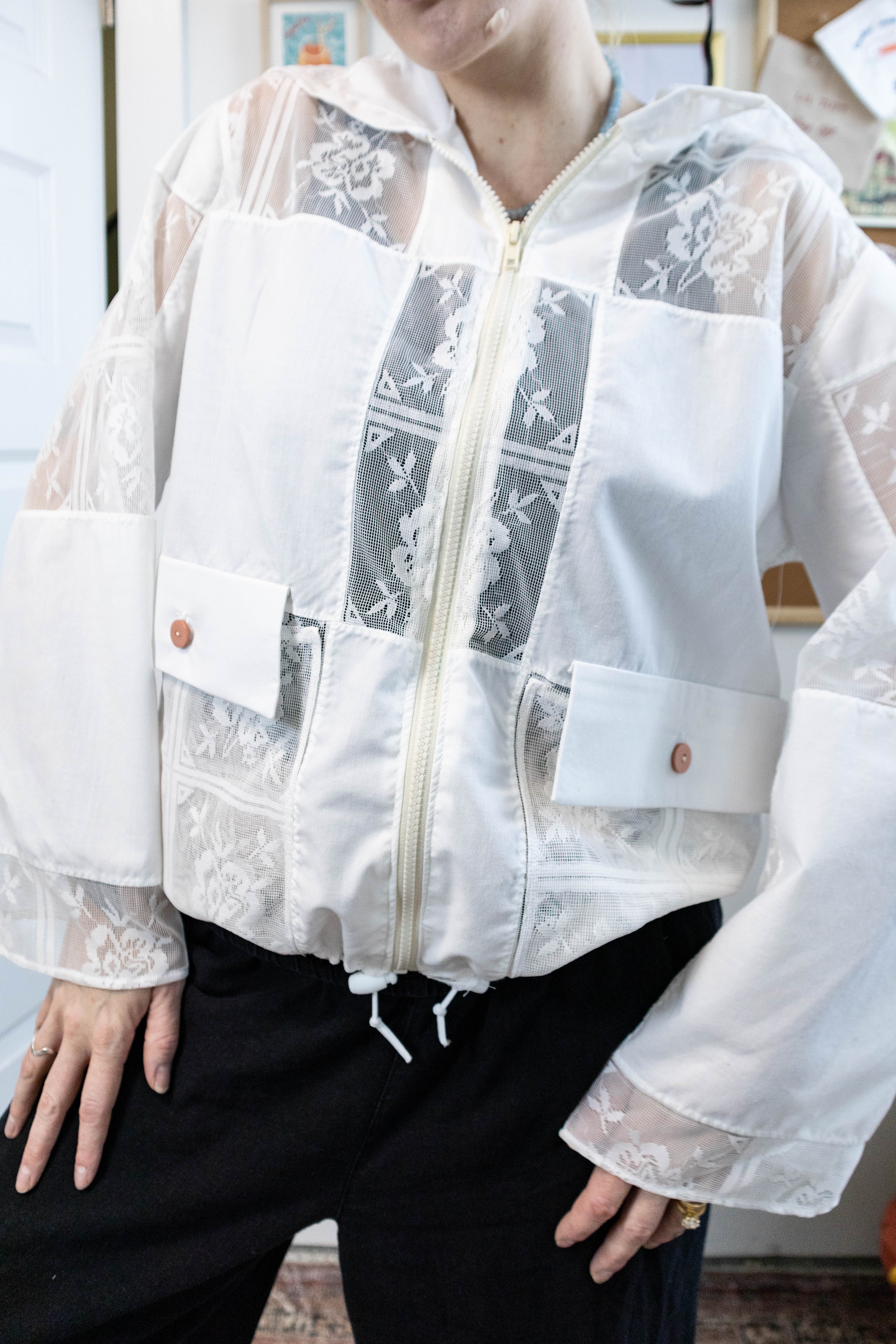 White Lace Drawcord Jacket