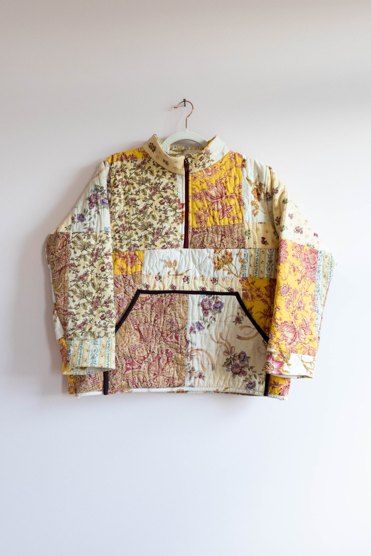 Vintage Quilt Quarter-Zip Jacket | Floral Patchwork Pullover