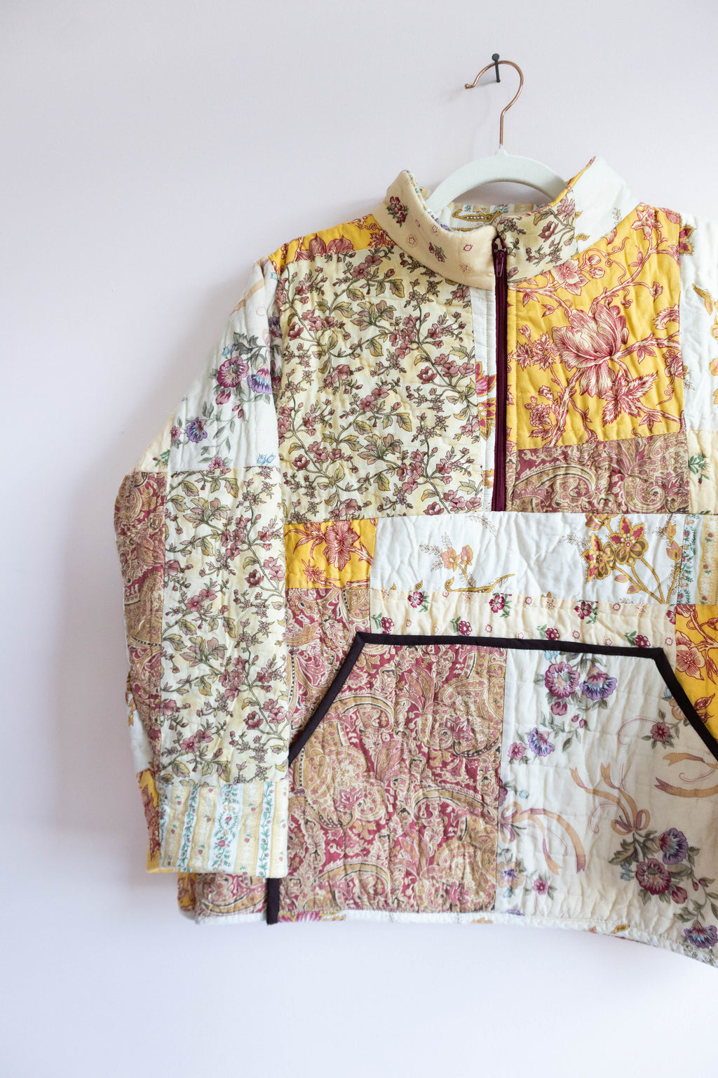 Vintage Quilt Quarter-Zip Jacket | Floral Patchwork Pullover