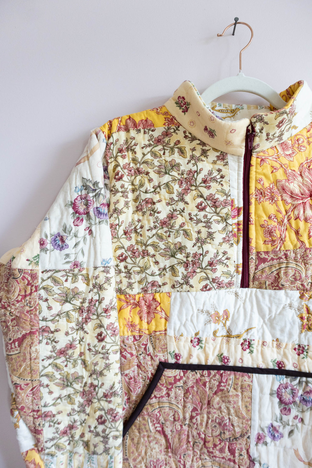 Vintage Quilt Quarter-Zip Jacket | Floral Patchwork Pullover