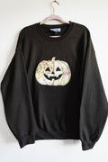 Floral Quilt Pumpkin Sweatshirt - Large
