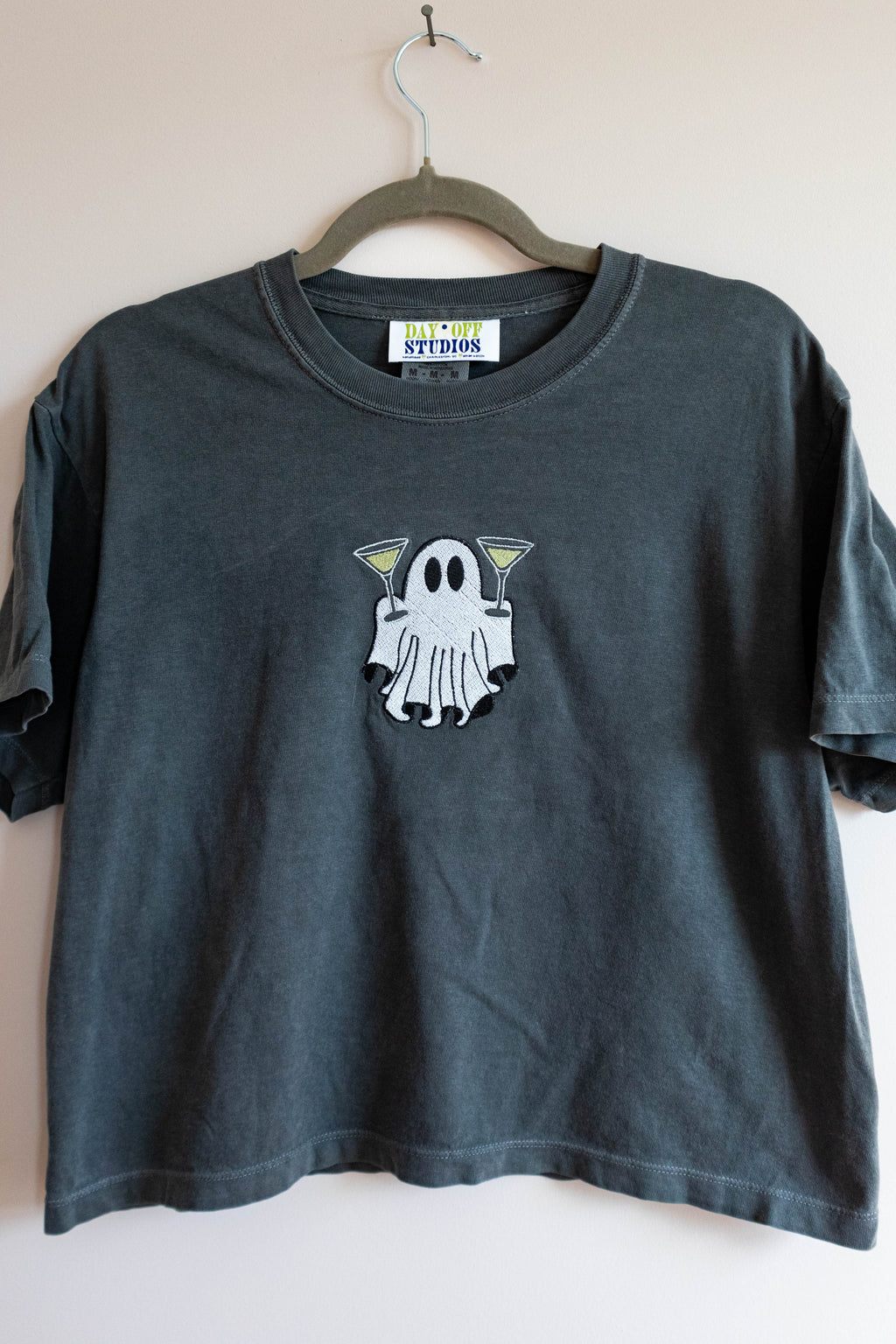 Martini Ghost Embroidered T-Shirt - Medium