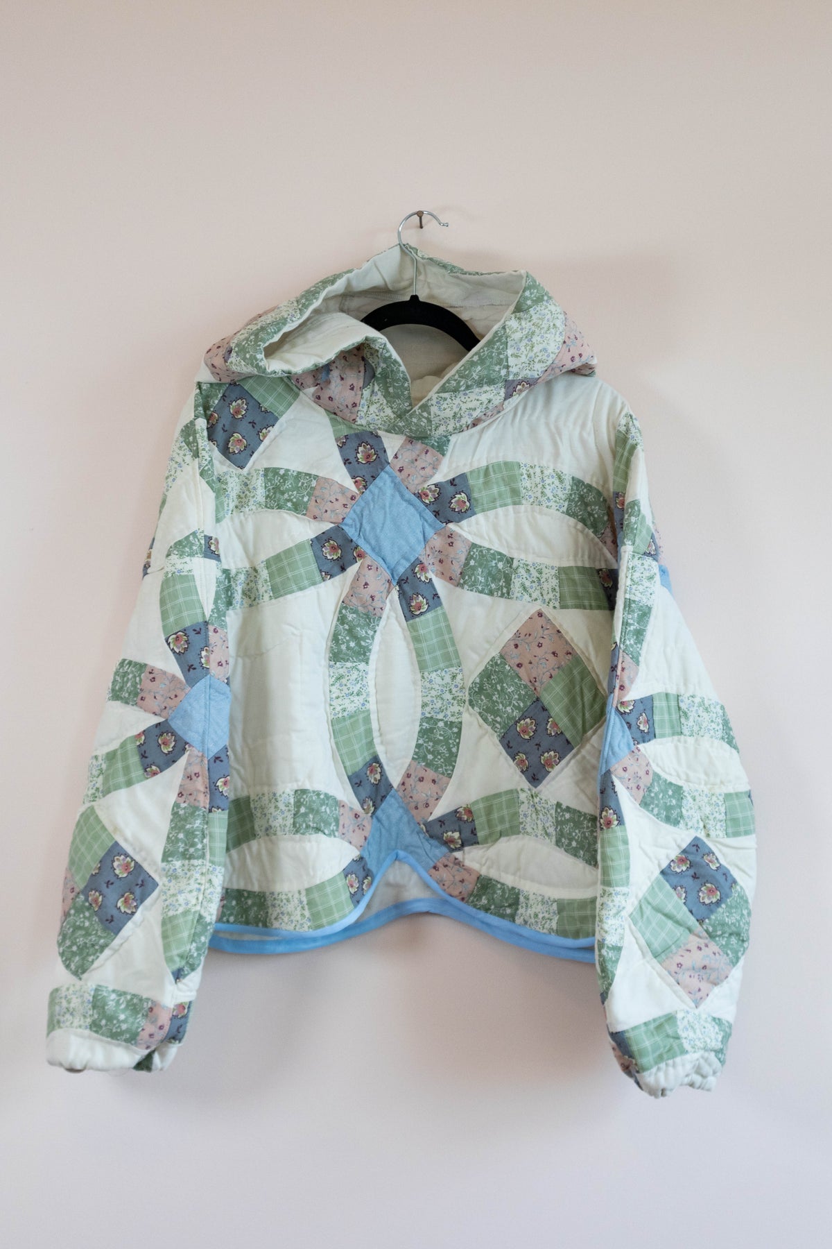 Upcycled Quilt Hoodie | Double Wedding Ring