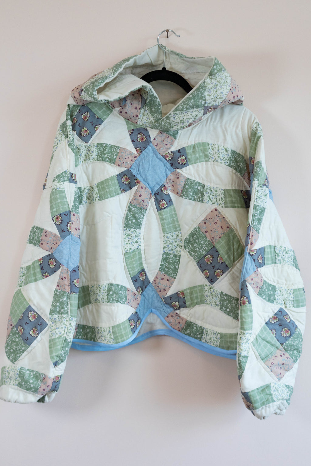 Upcycled Quilt Hoodie | Double Wedding Ring