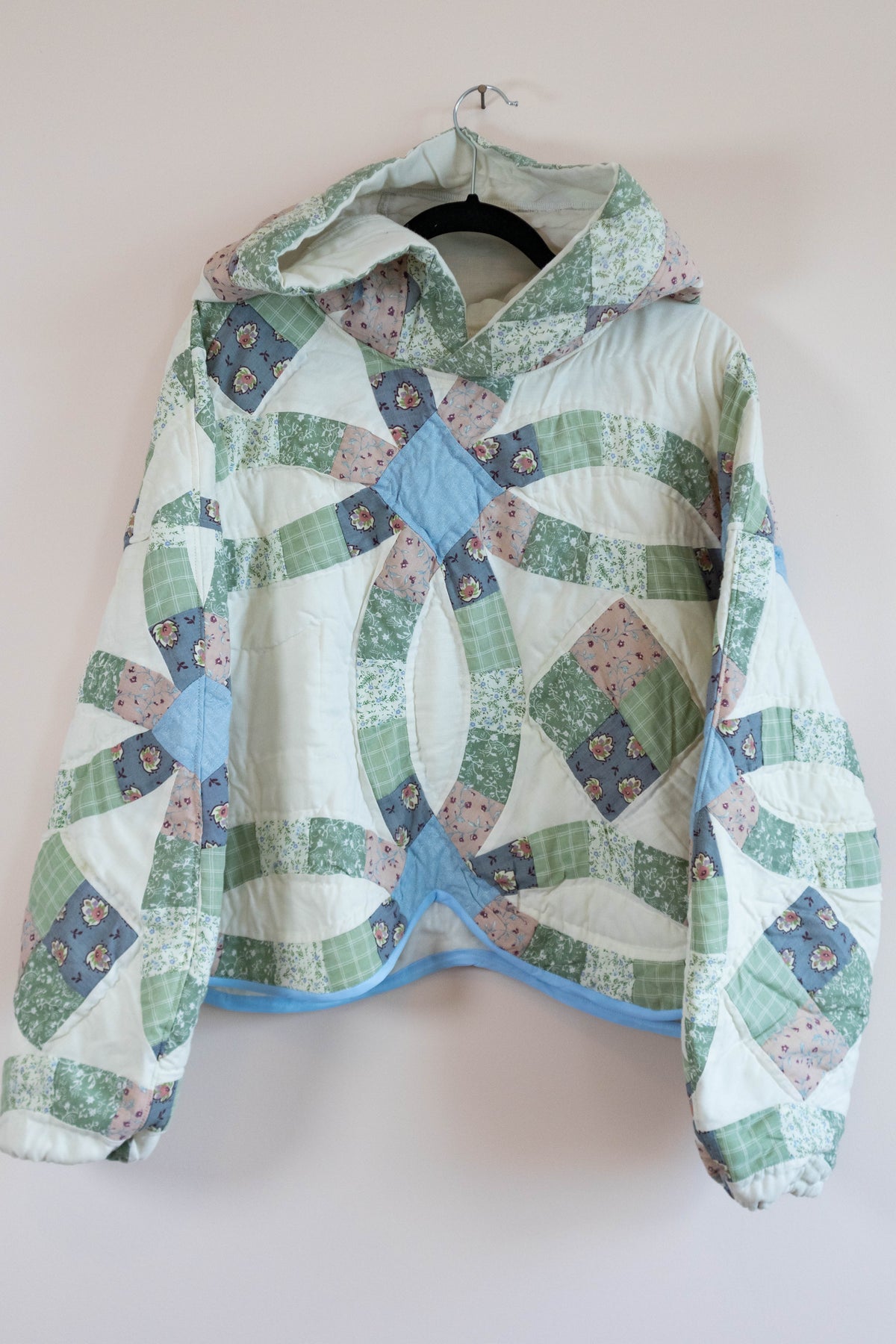 Upcycled Quilt Hoodie | Double Wedding Ring