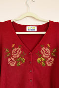 Rose Embroidered Upcycled Cardigan