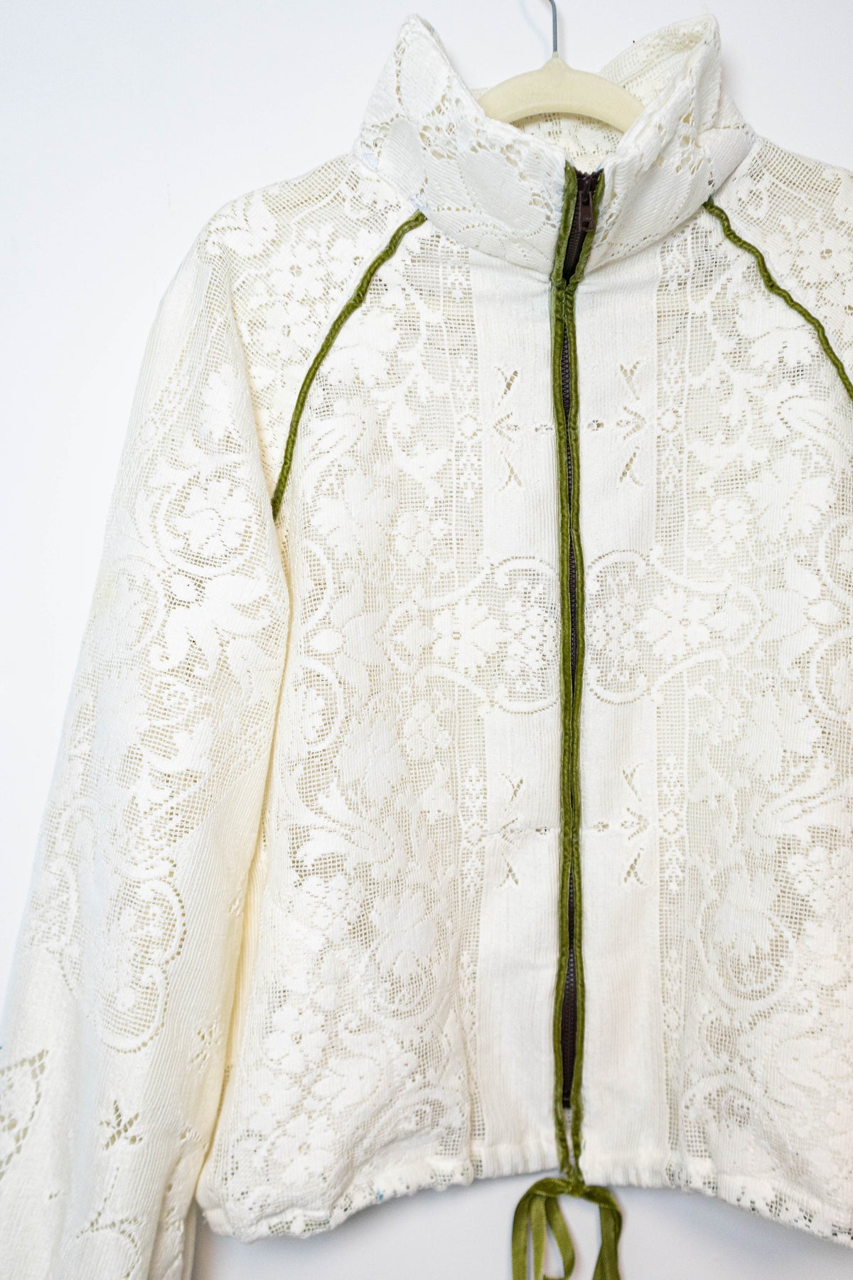Raglan Sleeve Lace Zip-Up Jacket