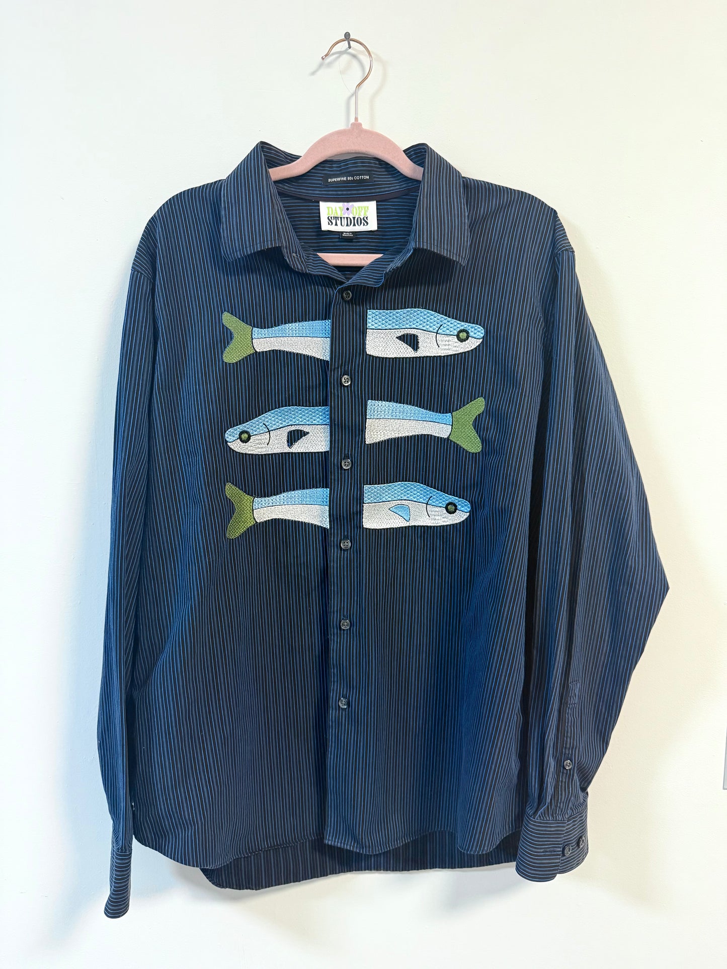 Sardine Squad - Upcycled 80s Button Down - L