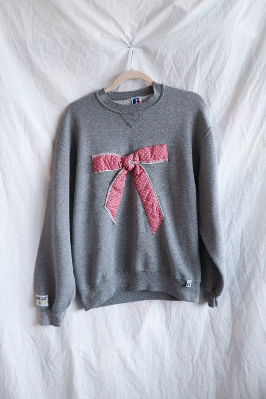 Upcycled Bow Crewneck (Grey)