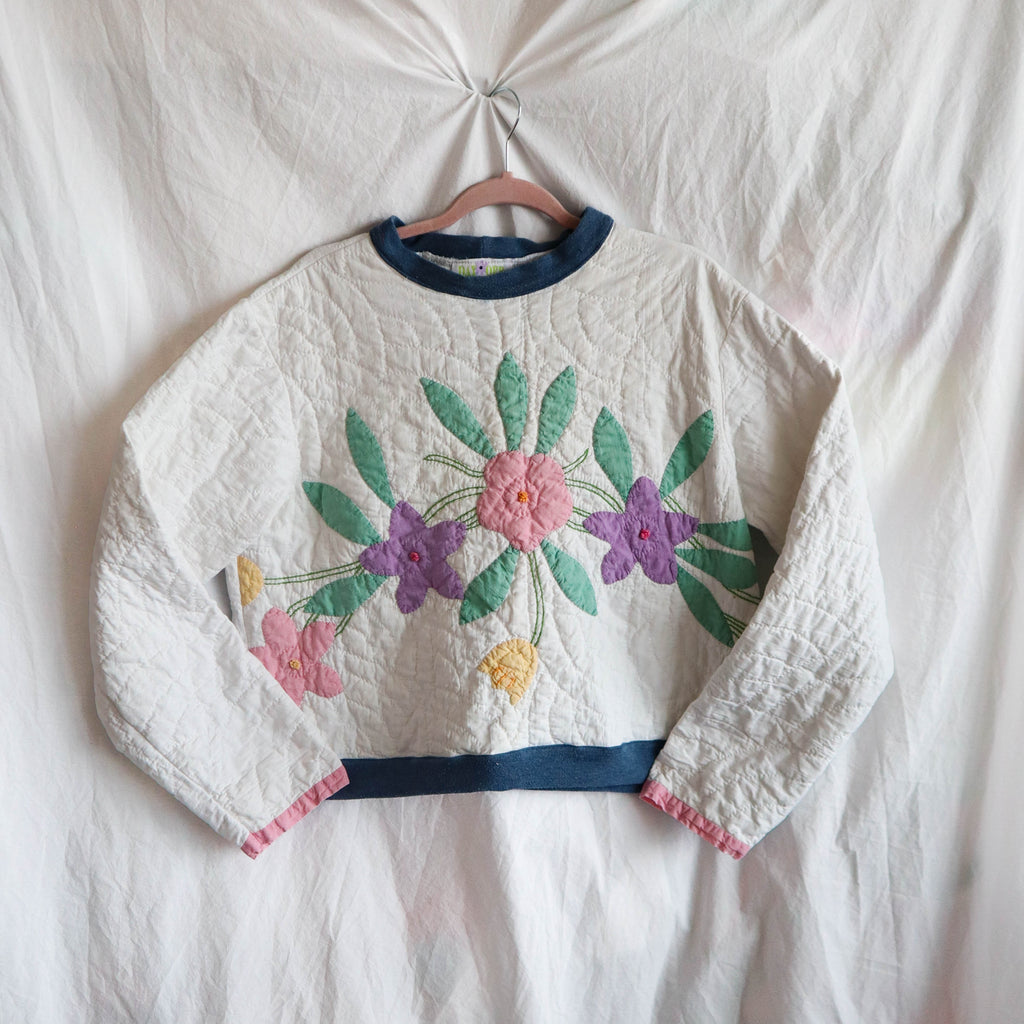 Upcycled Quilt Coquette Crew Neck