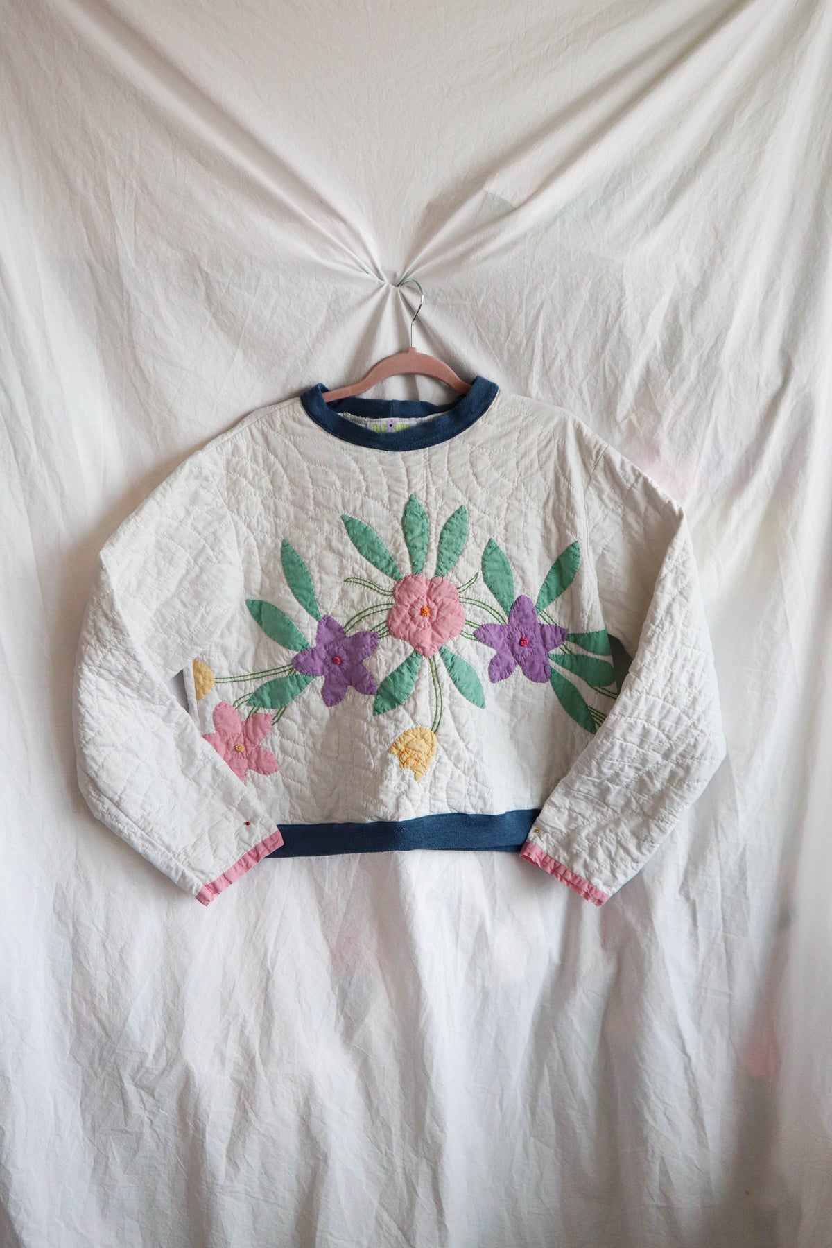 Upcycled Quilt Coquette Crew Neck