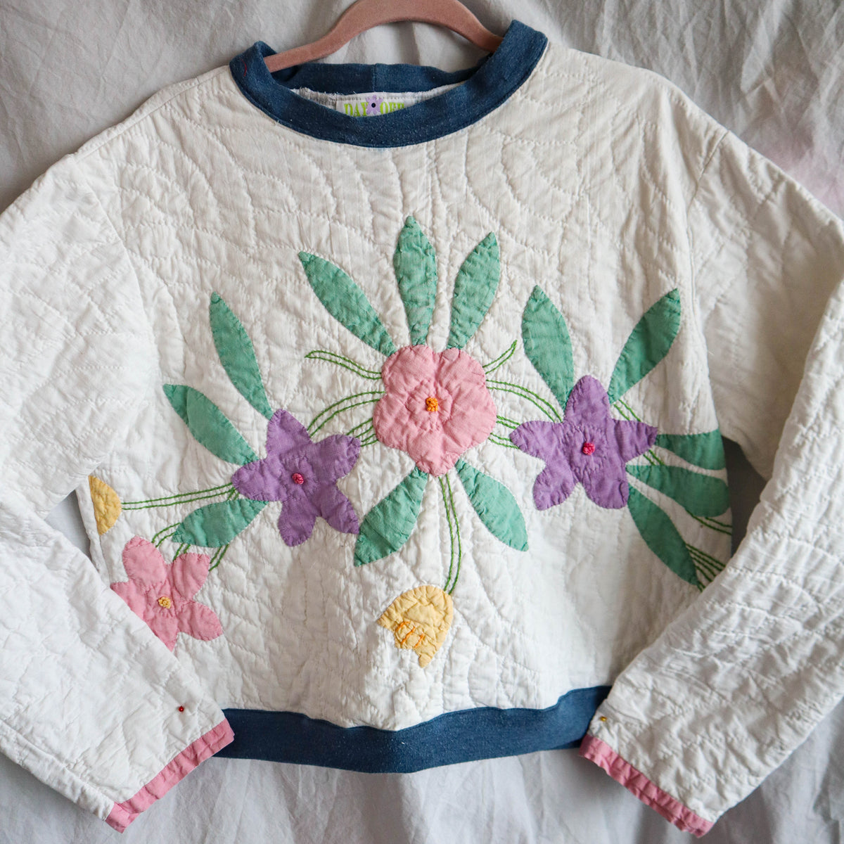 Upcycled Quilt Coquette Crew Neck