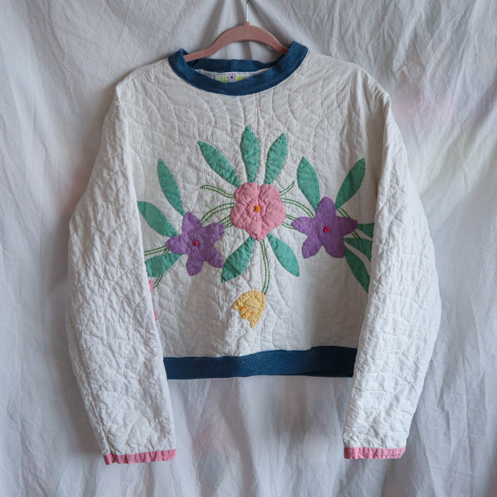 Upcycled Quilt Coquette Crew Neck