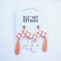 Beige & White Checkered Earrings