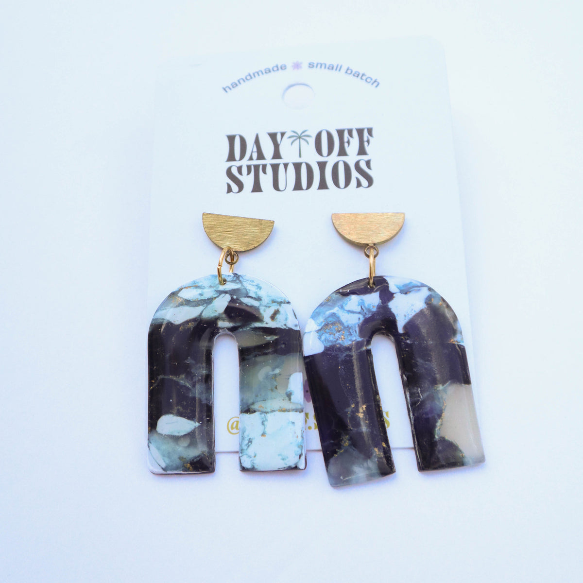 Black & Blue Arch Earrings