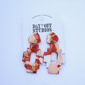 Red Marbled Aztec Earrings