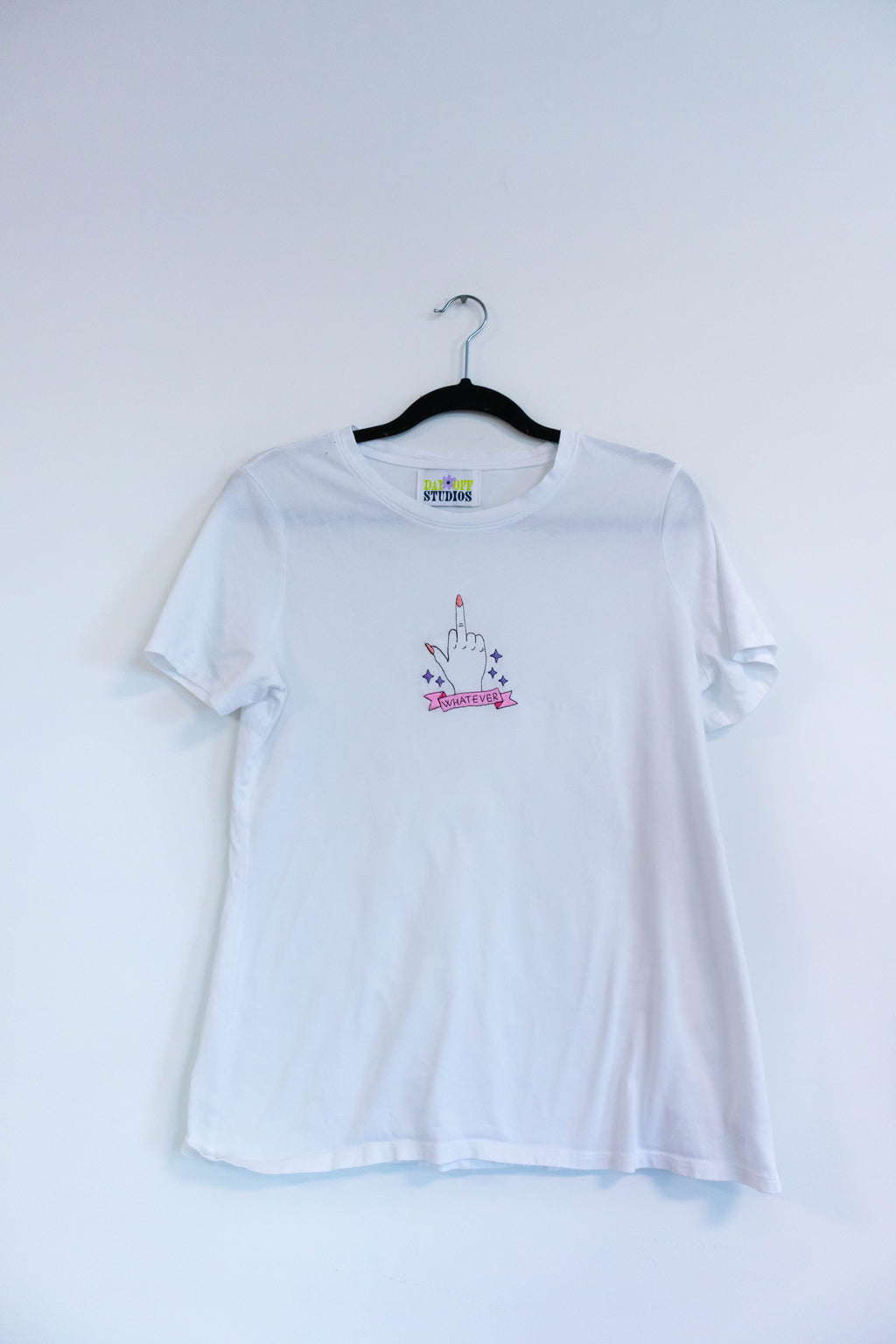 "Whatever" Embroidered Tee – White/Medium
