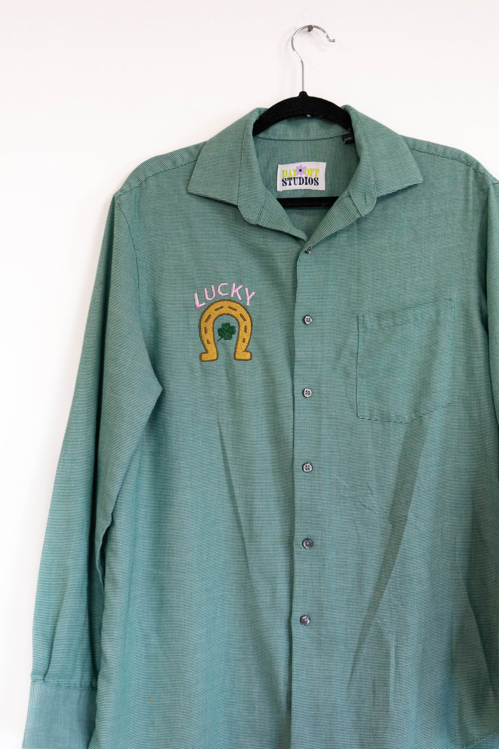 "Lucky" Green Button Down