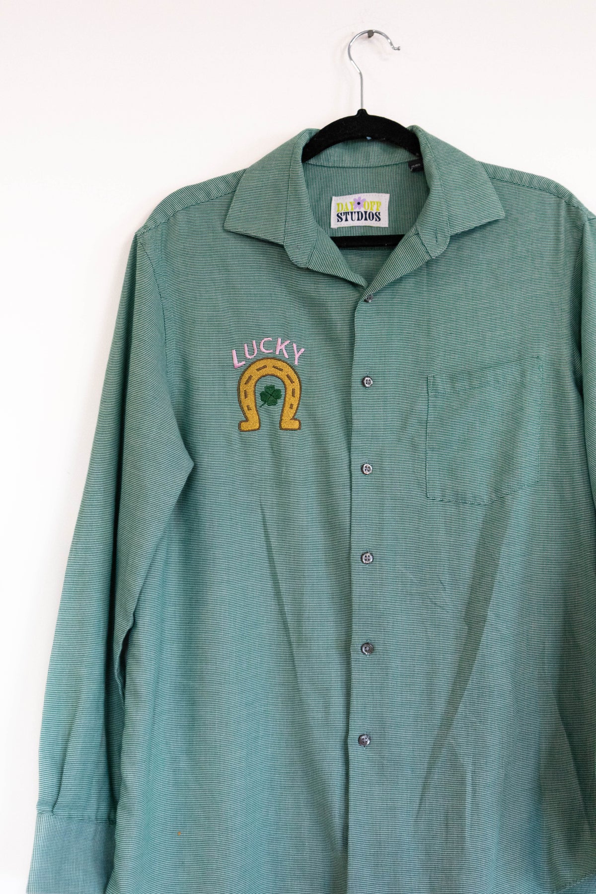 "Lucky" Green Button Down