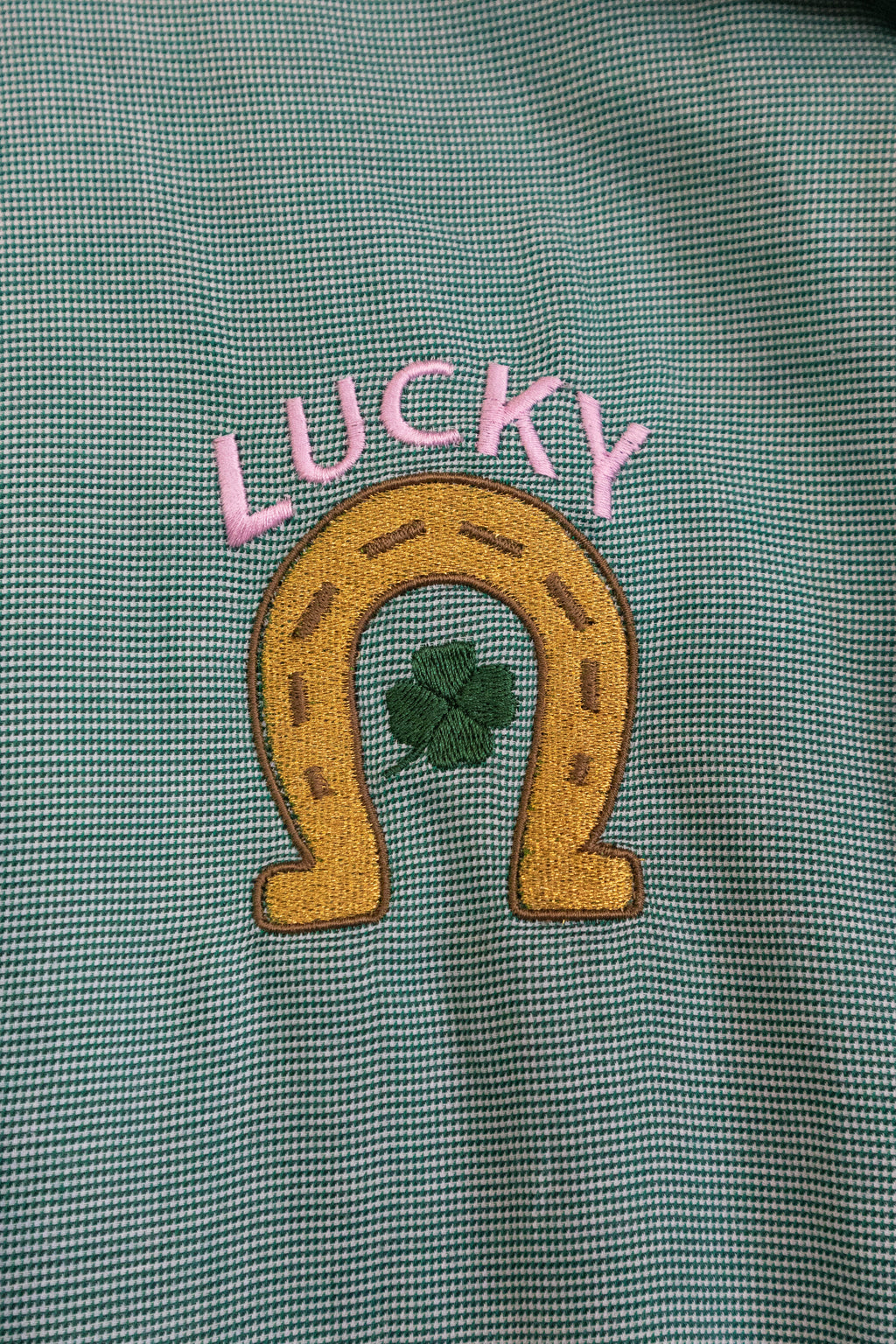 "Lucky" Green Button Down