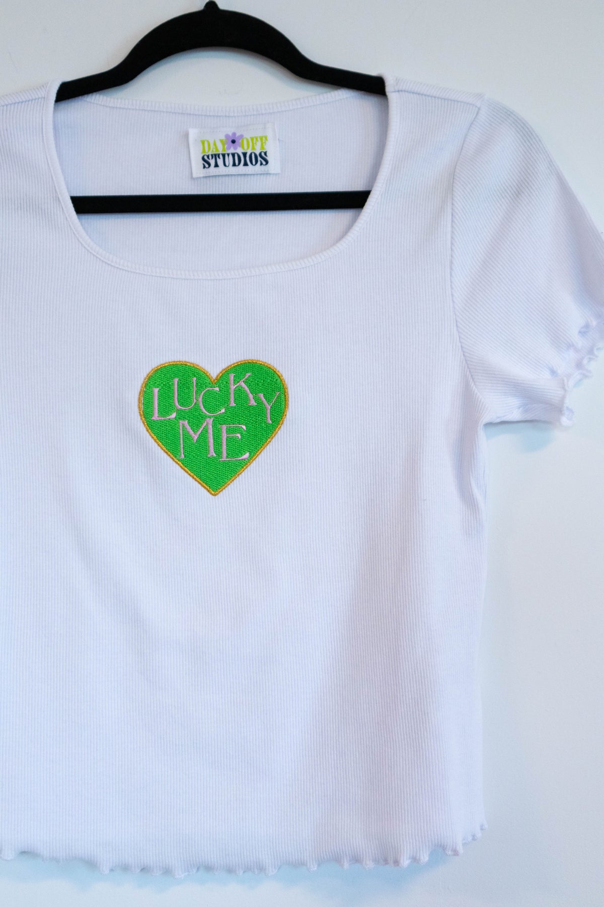 "Lucky Me" Embroidered T-Shirt