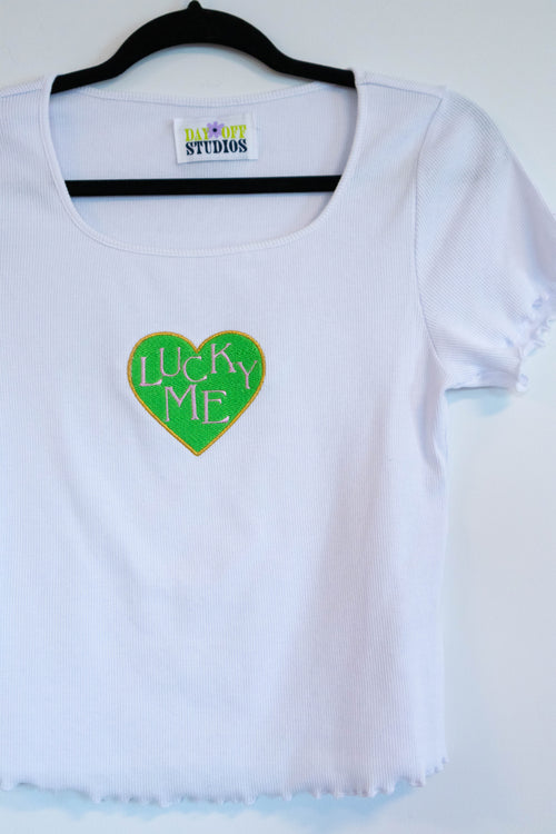 "Lucky Me" Embroidered T-Shirt